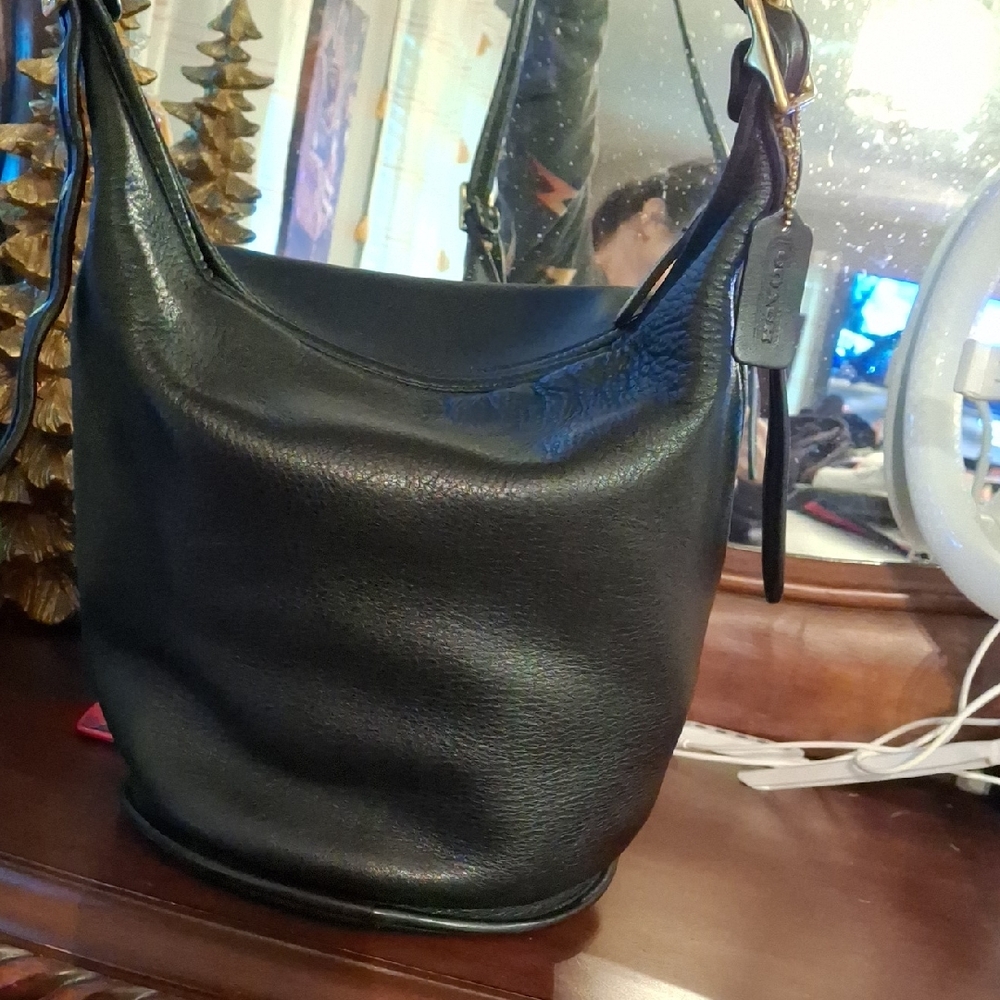 Vintage Coach Black Leather Hobo Bag